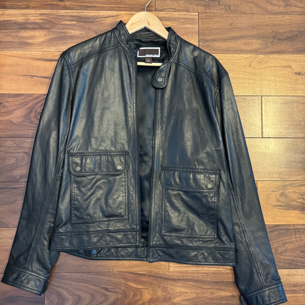 Michael Kors leather bomber jacket.  Size medium.  Worn only a few times!